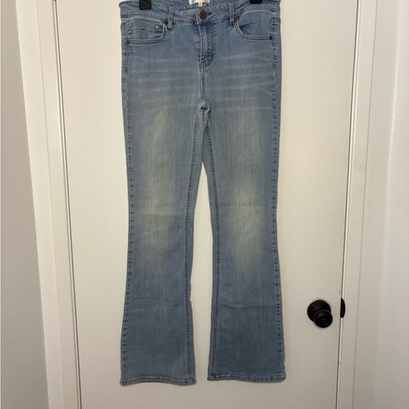 Love Fire Blue Flare Wide Leg Jeans - Picture 1 of 2